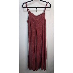 Anthropologie Saturday Sunday Brick Red Rayon Wide Leg Jumpsuit Floral